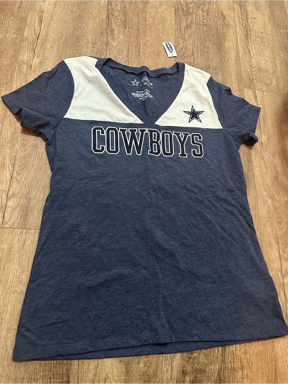 NFL Dallas Cowboys Color Block Tee in Blue & White Womens Size Small NWT